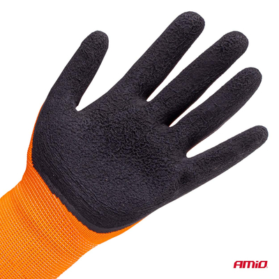 Amio - Γάντια Εργασίας με επικάλυψη αφρού λάτεξ χρώμα πορτοκαλί/μαύρο μέγεθος No.10 - 2 ζευγ. (04641/AM)