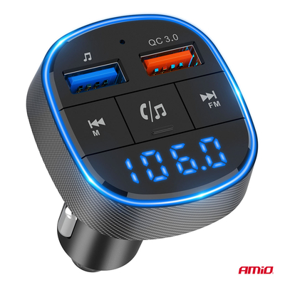 Amio - FM Transmitter Αναπτήρα τύπου FMT01 τάση λειτουργίας για Επιβατικά Αυτοκίνητα και Φορτηγά με 2xUSB Type-A για Επιβατικά Αυτοκίνητα και Φορτηγά - 1 τεμ. (04648/AM)