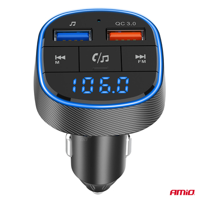 Amio - FM Transmitter Αναπτήρα τύπου FMT01 τάση λειτουργίας για Επιβατικά Αυτοκίνητα και Φορτηγά με 2xUSB Type-A για Επιβατικά Αυτοκίνητα και Φορτηγά - 1 τεμ. (04648/AM)