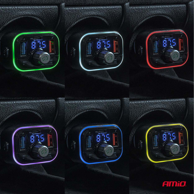 Amio - FM Transmitter Αυτοκινήτου 12/24V με 1xUSB Type-C και Υποδοχή microSD - 1 τεμ. (04652/AM)