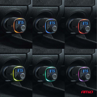 Amio - FM Transmitter Αυτοκινήτου 12/24V με 2xUSB Type-A και Υποδοχή microSD - 1 τεμ. (04654/AM)