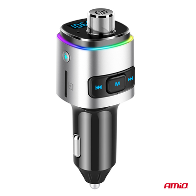 Amio - FM Transmitter Αυτοκινήτου 12/24V με 2xUSB Type-A και Υποδοχή microSD - 1 τεμ. (04654/AM)