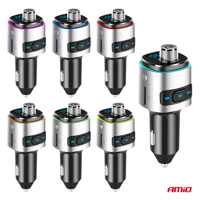 Amio - FM Transmitter Αυτοκινήτου 12/24V με 2xUSB Type-A και Υποδοχή microSD - 1 τεμ. (04654/AM)