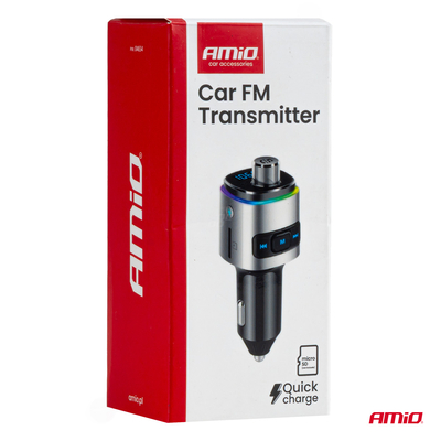 Amio - FM Transmitter Αυτοκινήτου 12/24V με 2xUSB Type-A και Υποδοχή microSD - 1 τεμ. (04654/AM)