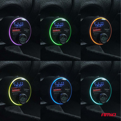 Amio - FM Transmitter Αυτοκινήτου 12/24V με 1xUSB Type-A και 1xUSB Type-C - 1 τεμ. (04655/AM)