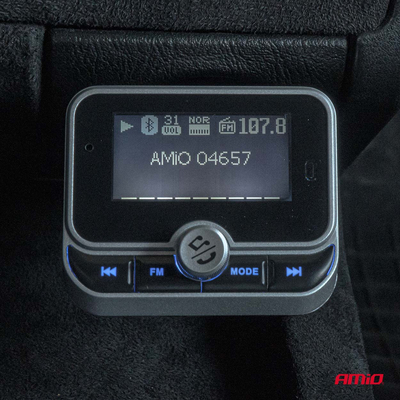 Amio - FM Transmitter Αυτοκινήτου 12/24V με 1xUSB Type-A, 1xUSB Type-C και Τηλεχειριστήριο - 1 τεμ. (04657/AM)