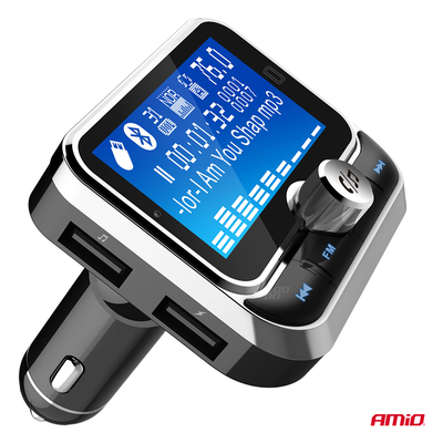 Amio - FM Transmitter Αυτοκινήτου 12/24V με 1xUSB Type-A, 1xUSB Type-C και Τηλεχειριστήριο - 1 τεμ. (04657/AM)