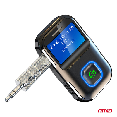 Amio - Bluetooth Δέκτης (Receiver) BTR-03 για Ασύρματη Μετάδοση Ήχου με υποδοχή Mini Jack 3.5mm και Οθόνη LCD - 1 τεμ. (04659/AM)