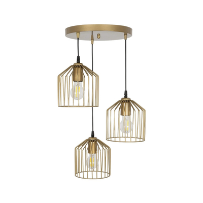 GLOBOSTAR® FLIXIO 201-0138 Vintage Κρεμαστό Φωτιστικό Οροφής με Ντουί 3 x E27 AC 220-240V IP20 - Χρυσό - Μ30 x Π30 x Υ70cm