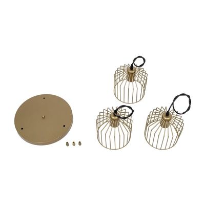 GLOBOSTAR® FLIXIO 201-0138 Vintage Κρεμαστό Φωτιστικό Οροφής με Ντουί 3 x E27 AC 220-240V IP20 - Χρυσό - Μ30 x Π30 x Υ70cm