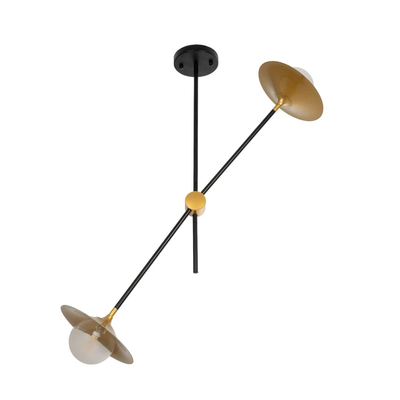 GLOBOSTAR® JOLIET 999-0043 Μοντέρνο Φωτιστικό Οροφής με Ντουί 2 x G9 AC 220-240V IP20 - Μαύρο & Χρυσό - Μ93 x Π20 x Υ106cm