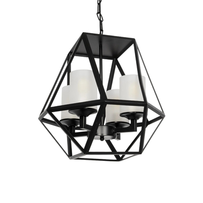 GLOBOSTAR® DASTAR 999-0091 Vintage Κρεμαστό Φωτιστικό Οροφής με Ντουί 4 x E27 AC 220-240V IP20 - Μαύρο & Λευκό - Μ42 x Π42 x Υ43cm