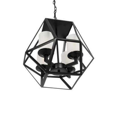 GLOBOSTAR® DASTAR 999-0091 Vintage Κρεμαστό Φωτιστικό Οροφής με Ντουί 4 x E27 AC 220-240V IP20 - Μαύρο & Λευκό - Μ42 x Π42 x Υ43cm