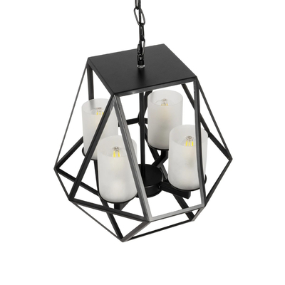 GLOBOSTAR® DASTAR 999-0091 Vintage Κρεμαστό Φωτιστικό Οροφής με Ντουί 4 x E27 AC 220-240V IP20 - Μαύρο & Λευκό - Μ42 x Π42 x Υ43cm