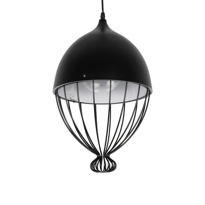 GLOBOSTAR® CANARIO 999-0111 Vintage Κρεμαστό Φωτιστικό Οροφής με Ντουί 1 x E27 AC 220-240V IP20 - Μαύρο - Μ28 x Π28 x Υ47cm