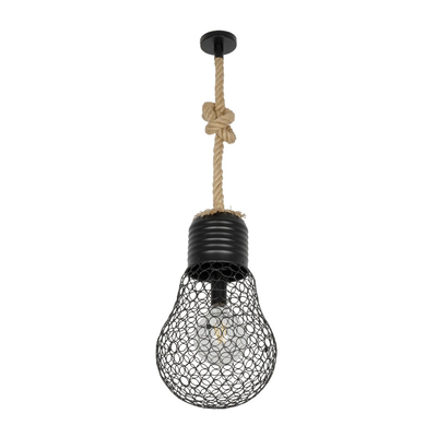 GLOBOSTAR® URBAN 999-0192 Vintage Κρεμαστό Φωτιστικό Οροφής με Ντουί 1 x E27 AC 220-240V IP20 - Μαύρο & Μπεζ - Μ28 x Π28 x Υ80cm