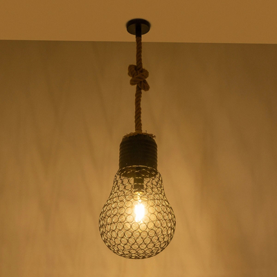 GLOBOSTAR® URBAN 999-0192 Vintage Κρεμαστό Φωτιστικό Οροφής με Ντουί 1 x E27 AC 220-240V IP20 - Μαύρο & Μπεζ - Μ28 x Π28 x Υ80cm