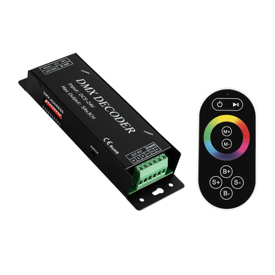 GLOBOSTAR® RGBCONTROLLER 73412 DMX Dimmer / Controller με RF Ασύρματο Χειριστήριο με 3 x 15A 75W Κανάλια DC 5-24V 15A 360W Max IP20 - DMX512 & RF2.4Ghz - Μ26.9 x Π9.6 x Υ4cm - 1 Χρόνος Εγγύηση