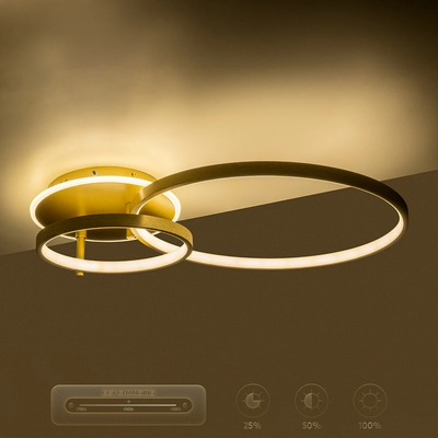 GLOBOSTAR® NEMESIS 61107 Μοντέρνο Φωτιστικό Οροφής LED 67W 7573lm 360° AC 220-240V IP20 Ρυθμιζόμενο Λευκό CCT με Χειριστήριο από 2700K έως 6000K Dimmable - Lumileds SMD Chip - Χρυσό Βούρτσας - Μ84 x Π45 x Υ13cm - 3 Χρόνια Εγγύηση