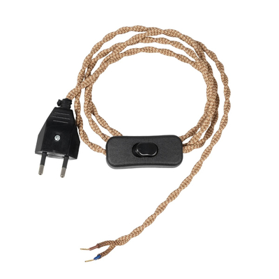GLOBOSTAR® WHIP 77672 Μοντέρνο DIY Πλεκτό Καλώδιο με Ντουί 1 x E27, Διακόπτη On/Off & Πρίζα AC 220-240V IP20 - Καφέ & Μαύρο - Μ150 x Π2.7 x Υ1.9cm
