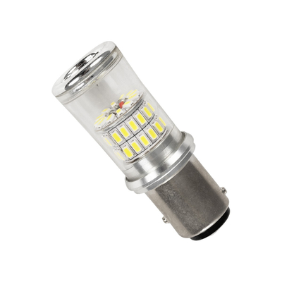 GLOBOSTAR® P21/5W-1157 81224 Λάμπα P21/5W 1157 BAY15D CANbus LED 5W 500lm 360° DC 12-24V IP20 Ψυχρό Λευκό 6000K - 48 x Epistar SMD4014 Chip - Μ2 x Π2 x Υ5.2cm - 1 Χρόνο Εγγύηση