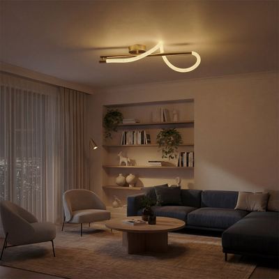 kelvo® GLOW KLV-101-0168-V2 Φωτιστικό Οροφής LED 24W 2400lm 360° AC 220-240V IP20 Ρυθμιζόμενο Λευκό CCT με On/Off 2700K/4500K/6000K - Lumileds SMD Chip - Χρυσό Πλατίνα - Μ30 x Π15 x Υ70cm - 3 Χρόνια Εγγύηση