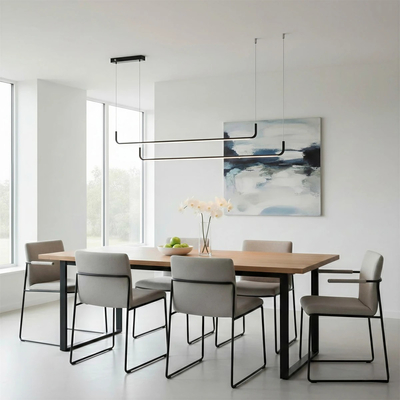 kelvo® LINARIA KLV-101-0258 Κρεμαστό Φωτιστικό Οροφής LED 72W 7200lm 180° AC 220-240V IP20 Ρυθμιζόμενο Λευκό CCT με Χειριστήριο από 2700K έως 6000K Dimmable - Lumileds SMD Chip - Μαύρο Ματ - Μ220 x Π4 x Υ25cm - 3 Χρόνια Εγγύηση