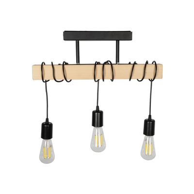 GLOBOSTAR® LUCITA 201-0031 Vintage Φωτιστικό Οροφής με Ντουί 3 x E27 AC 220-240V IP20 - Μαύρο & Μπεζ - Μ50 x Π27 x Υ112cm