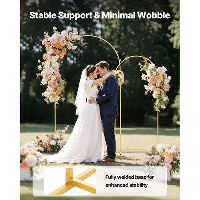 Βάση Αψίδας VEVOR, Σετ 2 τεμαχίων, 2,2 μ. και 1,8 μ., Σταθερή Δομή, Εύκολη Συναρμολόγηση, Χρυσή Μεταλλική Βάση Αψίδας για Διακόσμηση Γάμου, Γενεθλίων, Αποφοίτησης, Γιορτής και Τελετών