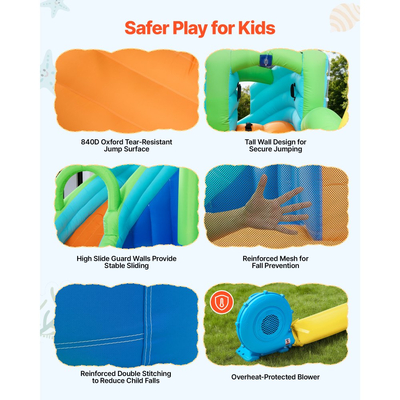 Φουσκωτό Σπιτάκι Αναπηδήσεων VEVOR, Νεροτσουλήθρα Φουσκωτού Σπιτιού Αναπηδήσεων 11,3 x 12,3 x 7,0 ft, Κάστρο-Ρηλάξ με Αναπηδήσεις, Μπάλα Μπάσκετ, Πισίνα με Νερό & Ρίψη Ρινγκ Νερού, για 3 έως 4 παιδιά ηλικίας 3 έως 8 ετών