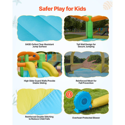 Φουσκωτό Σπιτάκι Αναπηδήσεων VEVOR, φουσκωτό σπιτάκι αναπηδήσεων 12,5 x 13,1 x 6,5 πόδια, νεροτσουλήθρα, κάστρο-ρηλάξ με αναπηδήσεις, μπασκέτα μπάσκετ, πισίνα με νεροτσουλήθρες και ρίψη δαχτυλιδιών νερού, για 3 έως 4 παιδιά ηλικίας 3 έως 8 ετών