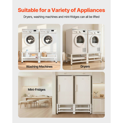 Βάση πλυντηρίου VEVOR, ύψος 355 mm, βάσεις πλυντηρίου και στεγνωτηρίου με συρόμενο δίσκο, χωρητικότητα βάρους 318 kg, αντιολισθητικά πόδια, βαριά ατσάλινη βάση πλυντηρίου ρούχων γενικής χρήσης, λευκό, τεμάχιο 2 τεμαχίων