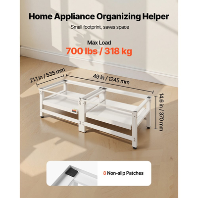 Βάση πλυντηρίου VEVOR, ύψος 355 mm, βάσεις πλυντηρίου και στεγνωτηρίου με συρόμενο δίσκο, χωρητικότητα βάρους 318 kg, αντιολισθητικά πόδια, βαριά ατσάλινη βάση πλυντηρίου ρούχων γενικής χρήσης, λευκό, τεμάχιο 2 τεμαχίων