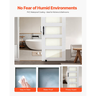 Συρόμενη Πόρτα Αχυρώνα VEVOR, 762 x 2134mm, Πάνελ και Γυαλί Υψηλής Αντοχής από MDF, Πόρτα Αχυρώνα με Κιτ Μηχανισμών, Αδιάβροχη Επιφάνεια PVC, Εύκολη Εγκατάσταση, Πλαίσιο H, Ομαλά και Αθόρυβα Συρόμενη για Σαλόνι