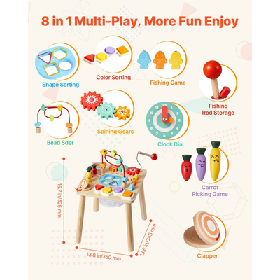 Τραπέζι Δραστηριοτήτων VEVOR Montessori για νήπιο 1-3 ετών, Ξύλινο Γραφείο Δραστηριοτήτων Learn 8 σε 1, Παιδικό Τραπέζι Παιχνιδιού για Αγόρια & Κορίτσια Ηλικίας 6+ Μηνών, Υπέροχα Γενέθλια, Χριστούγεννα, Δώρο για την Ημέρα του Παιδιού