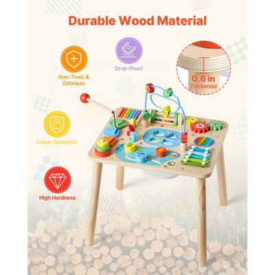 Τραπέζι Δραστηριοτήτων VEVOR Montessori για νήπιο 1-3 ετών, Ξύλινο Γραφείο Δραστηριοτήτων Learn 13 σε 1, Παιδικό Τραπέζι Παιχνιδιού για Αγόρια & Κορίτσια Ηλικίας 6+ Μηνών, Υπέροχα Γενέθλια, Χριστούγεννα, Δώρο για την Ημέρα του Παιδιού