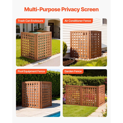 Ξύλινη περίφραξη απορρήτου VEVOR, περίφραξη κλιματιστικού 810 x 960 mm, 3 πάνελ από μασίφ ξύλο εξωτερικού χώρου με ρυθμιζόμενη γωνία, ενισχυμένη με μεντεσέδες δομή, περίφραξη για κάδους απορριμμάτων για κήπο