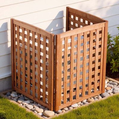 Ξύλινη περίφραξη απορρήτου VEVOR, περίφραξη κλιματιστικού 810 x 960 mm, 3 πάνελ από μασίφ ξύλο εξωτερικού χώρου με ρυθμιζόμενη γωνία, ενισχυμένη με μεντεσέδες δομή, περίφραξη για κάδους απορριμμάτων για κήπο