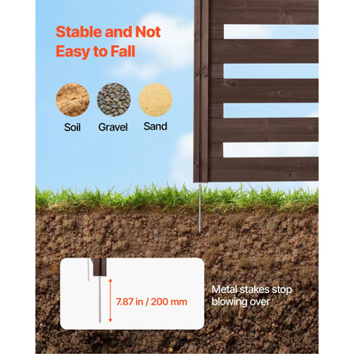 Ξύλινος φράχτης απορρήτου VEVOR, φράχτης κλιματιστικού 1230 x 945 mm, 3 πάνελ μασίφ ξύλινο πλέγμα εξωτερικού χώρου με μεταλλικούς πασσάλους, ατσάλινο πλαίσιο, φράχτες απορριμμάτων κατάλληλοι για κήπο, πισίνα