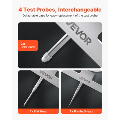 Βαθύμετρο VEVOR, Ψηφιακός ηλεκτρονικός δείκτης μικρόμετρου βάθους, εύρος μέτρησης 0-558,8 mm, ανάλυση 0,01 mm, μετατροπή μονάδων ακριβείας με 4 άκμονες, εργαλείο μέτρησης για αυλάκι, σκαλοπάτι, τρύπα