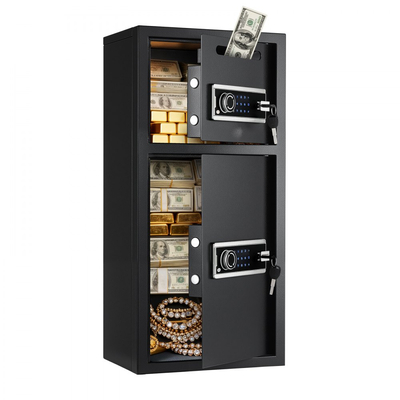 Χρηματοκιβώτιο VEVOR 7,2 κυβικών ποδιών, Διπλό Χρηματοκιβώτιο με Κλειδαριά, Κλειδί, Κωδικός Πρόσβασης και LED, Πυράντοχο Θησαυροφυλάκιο Ψυχρής Έλασης από Ατσάλι με Θυρίδα Αποθήκευσης για Χρήματα, Έγγραφα, Κοσμήματα και Τιμαλφή, Εύκολη Συναρμολόγηση, Μαύρο