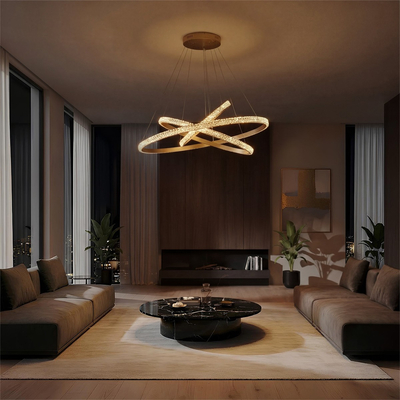 kelvo® DIAMOND KLV-101-0240-V2 Κρεμαστό Φωτιστικό Οροφής LED 120W 12000lm 180° AC 220-240V IP20 Ρυθμιζόμενο Λευκό CCT με Χειριστήριο από 2700K έως 6000K Dimmable - Lumileds SMD Chip - Χρυσό Πλατίνα - Μ80 x Π80 x Υ80cm - 3 Χρόνια Εγγύηση