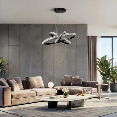 kelvo® DIAMOND KLV-101-0237-V2 Κρεμαστό Φωτιστικό Οροφής LED 100W 10000lm 180° AC 220-240V IP20 Ρυθμιζόμενο Λευκό CCT με Χειριστήριο από 2700K έως 6000K Dimmable - Lumileds SMD Chip - Μαύρο Ματ - Μ60 x Π60 x Υ60cm - 3 Χρόνια Εγγύηση