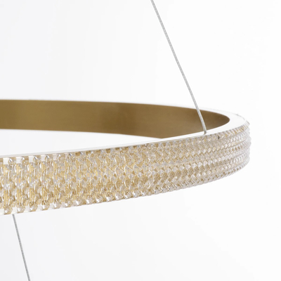 kelvo® DIAMOND KLV-101-0242-V2 Κρεμαστό Φωτιστικό Οροφής LED 150W 15000lm 180° AC 220-240V IP20 Ρυθμιζόμενο Λευκό CCT με Χειριστήριο από 2700K έως 6000K Dimmable - Lumileds SMD Chip - Χρυσό Πλατίνα - Μ100 x Π100 x Υ100cm - 3 Χρόνια Εγγύηση