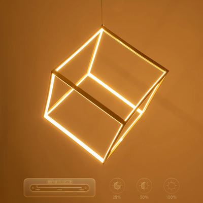 kelvo® KIBOO KLV-101-0262 Κρεμαστό Φωτιστικό Οροφής LED 36W 3600lm 360° AC 220-240V IP20 Ρυθμιζόμενο Λευκό CCT με Χειριστήριο από 2700K έως 6000K Dimmable - Lumileds SMD Chip - Χρυσό Πλατίνα - Μ40 x Π40 x Υ40cm - 3 Χρόνια Εγγύηση