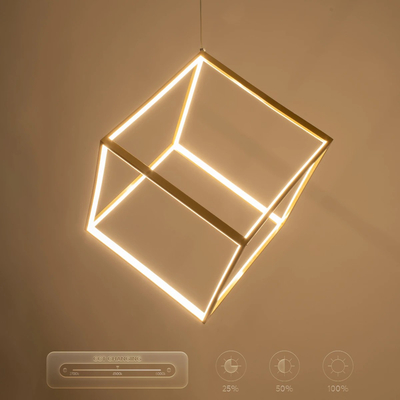 kelvo® KIBOO KLV-101-0262 Κρεμαστό Φωτιστικό Οροφής LED 36W 3600lm 360° AC 220-240V IP20 Ρυθμιζόμενο Λευκό CCT με Χειριστήριο από 2700K έως 6000K Dimmable - Lumileds SMD Chip - Χρυσό Πλατίνα - Μ40 x Π40 x Υ40cm - 3 Χρόνια Εγγύηση