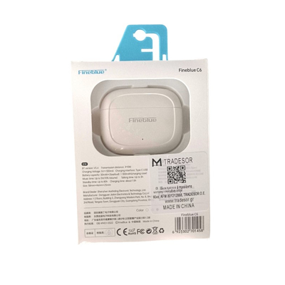 Ασύρματα ακουστικά Bluetooth με θήκη φόρτισης - C6 - Fineblue - 701458 - White