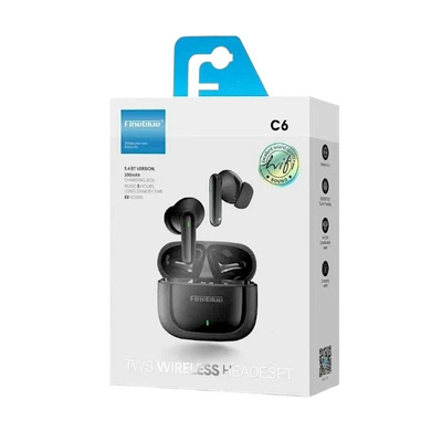 Ασύρματα ακουστικά Bluetooth με θήκη φόρτισης - C6 - Fineblue - 701458 - Black