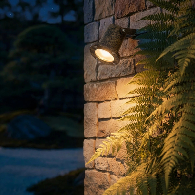 kelvo® GARDELINI KLV-101-0005-V2 Φωτιστικό Σποτ Τοίχου με Βάση για Λάμπα MR16 με Ντουί GU10 AC 220-240V Αδιάβροχο IP65 -  Χρυσό Εφέ Σκουριάς Ματ - Μ10 x Π10 x Υ30cm