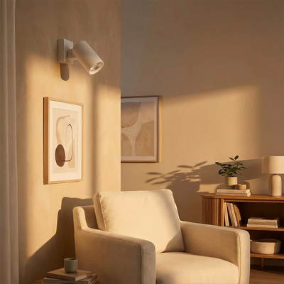 kelvo® SPOTA KLV-101-0135-V2 Κινούμενο Φωτιστικό Σποτ Τοίχου για Λάμπα MR16 με Ντουί GU10 AC 220-240V IP20 - Λευκό Ματ - Μ7 x Π6 x Υ14cm